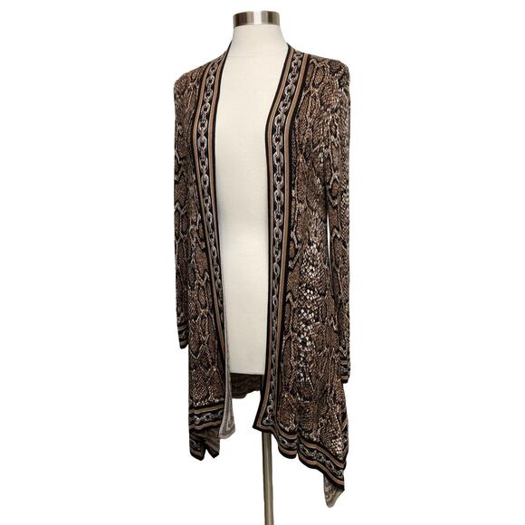 Womens Ruby Rd Snakeskin Pattern Cardigan Long Sleeve SharkBite Hem Multi S - Picture 2 of 10